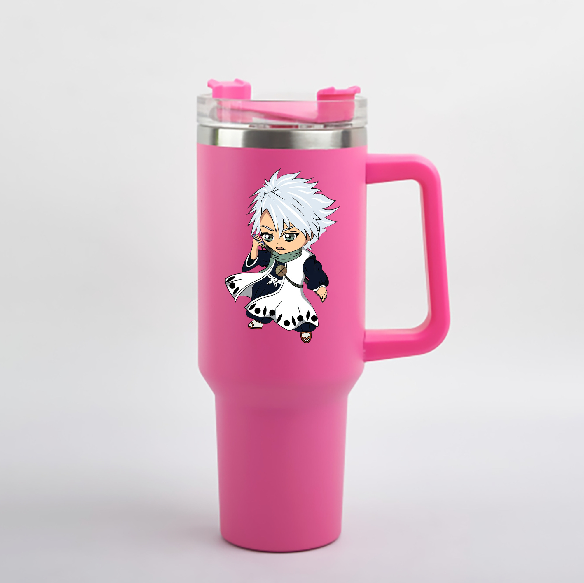 （画像用） ブリーチ 日番谷冬獅郎（ひつがや とうしろう） BLEACH Hitsugaya Toushirou 1200mL車用タンブラー - クリスタルステッカー（プラスチックストロー付き）